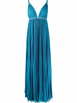 TASSOS MITROPOULOS pleated sleeveless gown - Blue