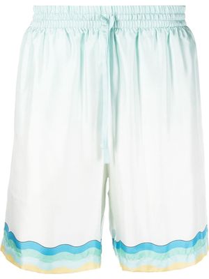 Casablanca Memphis Icon-print silk drawstring shorts - Blue