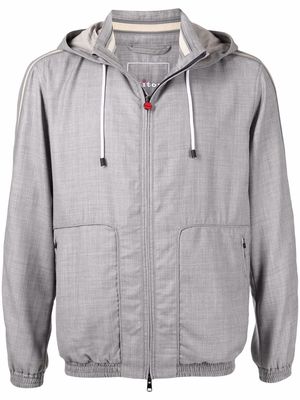 Kiton side stripe hooded jacket - Grey