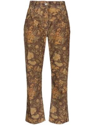 YMC Geanie floral-print trousers - Brown