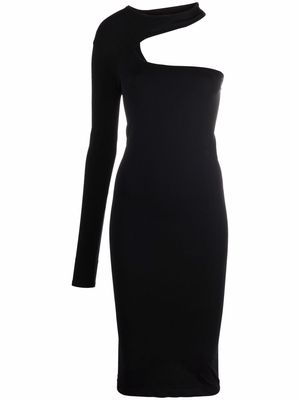 Helmut Lang one-sleeve cut-out fitted dress - Black
