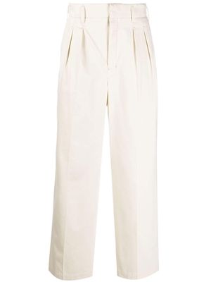 Lemaire pleat-detail cotton straight-leg trousers - Neutrals