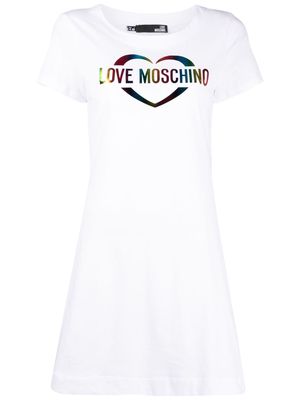 Love Moschino high-shine logo-print T-shirt dress - White