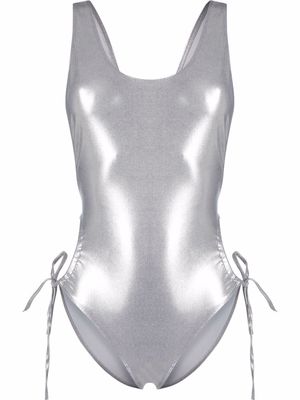Isabel Marant metallic cut-out detail swimsuit - Silver