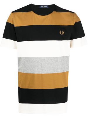 FRED PERRY stripe-print T-shirt - Brown