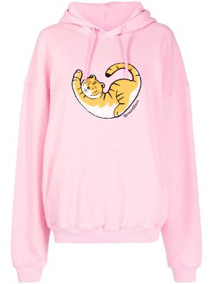 Ground Zero cat-print hoodie - Pink