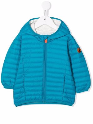 Save The Duck Kids hooded zip-up quilted jacket - Blue