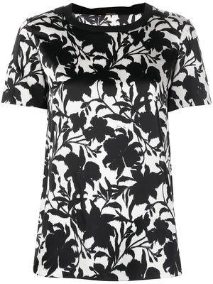 Adam Lippes floral-print silk T-shirt - Black