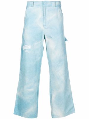 MSFTSrep acid-wash flared trousers - Blue
