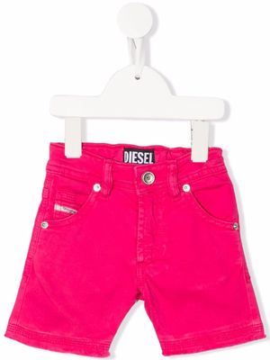 Diesel Kids logo-patch detail shorts - Pink