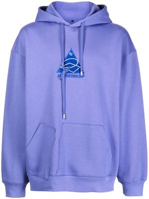 Ader Error embroidered-logo asymmetric-pocket hoodie - Purple