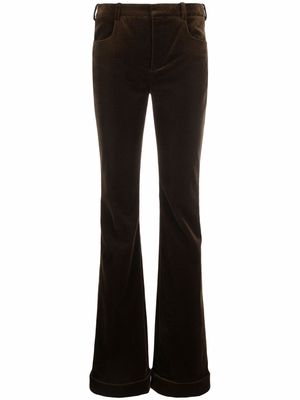 Saint Laurent flared velvet trousers - Brown