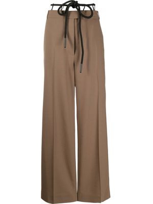 Frenken drawstring wide-leg tailored trousers - Brown