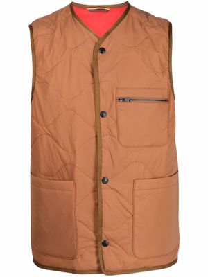 PAUL SMITH quilted wave gilet - Brown