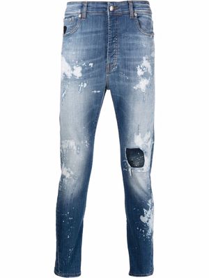 John Richmond distressed slim-cut jeans - Blue