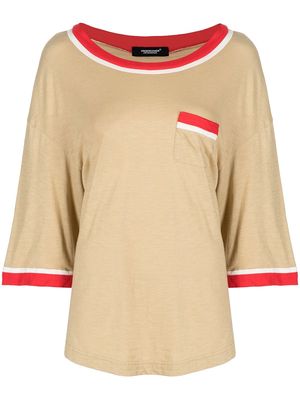UNDERCOVER stripe-detail T-shirt - Brown