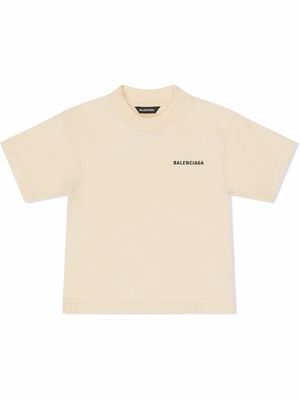 Balenciaga Kids logo-print cotton T-shirt - Neutrals