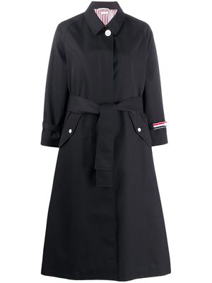 Thom Browne belted mid-length trench coat - Blue