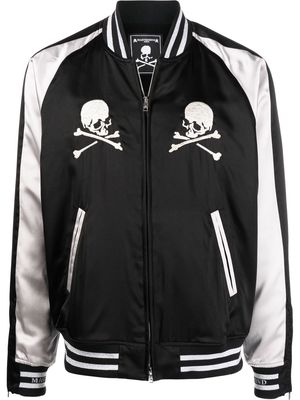 Mastermind Japan skull-embroidered silk bomber jacket - Black