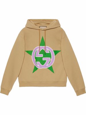Gucci Interlocking G star-print hoodie - Neutrals
