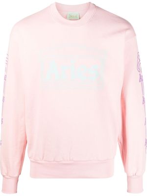 Aries logo-print cotton sweatshirt - Pink