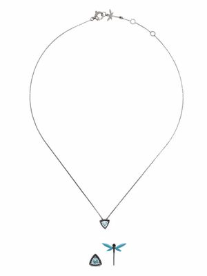 Anapsara 18kt plated white gold Dragonfly earrings and necklace set - Silver