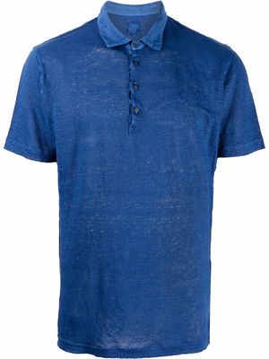 120% Lino short-sleeved linen polo shirt - Blue