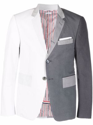 Thom Browne gradient colour-block trompe l'oeil-effect sport coat jacket - Grey