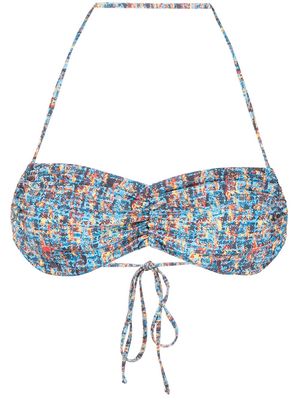 Sian Swimwear Halle tweed-print bikini top - Blue
