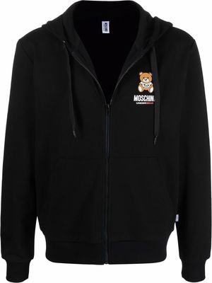 Moschino logo-embroidered hoodie - Black