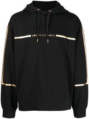 Armani Exchange metallic-stripe hoodie - Black