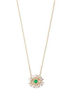 Suzanne Kalan 18kt yellow gold Mini Evil Eye diamond and emerald necklace