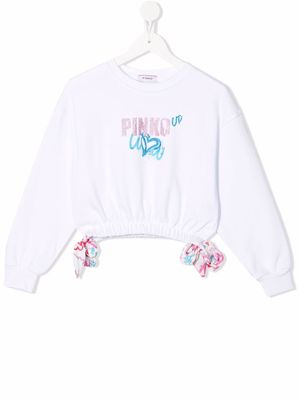 Pinko Kids rhinestone logo sweatshirt - White
