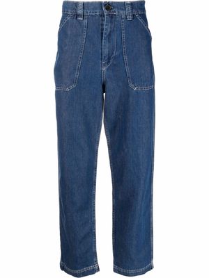 PS Paul Smith logo-patch cropped jeans - Blue