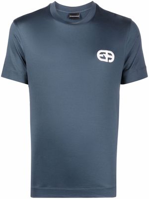 Emporio Armani embossed-logo crew-neck T-shirt - Blue