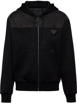 Prada studded panel zip hoodie - Black