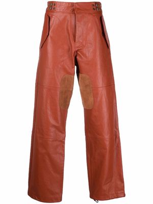 Diesel straight-leg leather trousers - Red