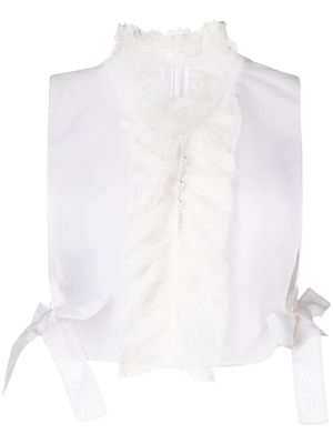 SHIATZY CHEN ruffle-trim sleeveless silk vest - White