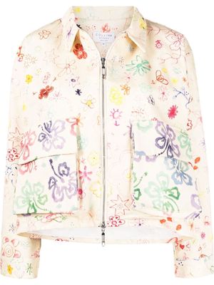 Collina Strada floral-print zip-up fitted jacket - Neutrals