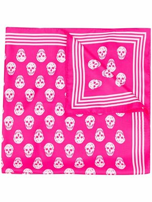 Alexander McQueen Biker Skull print silk scarf - Pink