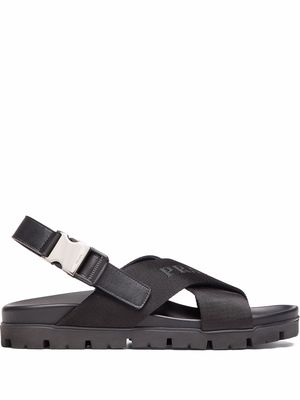 Prada crisscross straps buckle-fastening sandals - Black