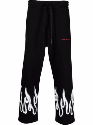 Vision Of Super flame-print cotton track trousers - Black