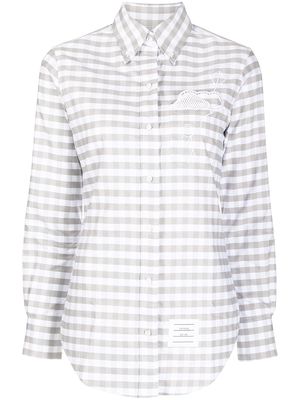 Thom Browne embroidered check-pattern cotton shirt - White