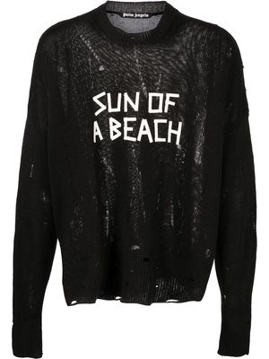 Palm Angels slogan-print distressed jumper - Black