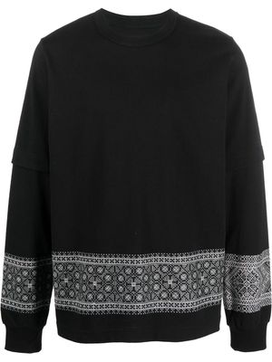 sacai embroidered long-sleeve T-shirt - Black