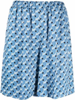 Birélin geometric-print wide-leg shorts - Blue