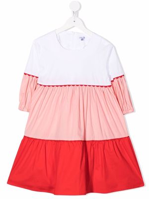 Piccola Ludo tiered colour-block dress - Pink