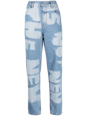 Ader Error slogan washed jeans - Blue