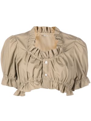 Comme Des Garçons Noir Kei Ninomiya gathered cropped blouse - Brown