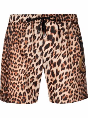 Roberto Cavalli leopard print swim shorts - Brown